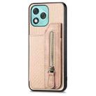 For Honor 400 Lite Global Carbon Fiber Horizontal Flip Zipper Wallet Phone Case(Khaki) - 2