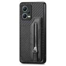 For Redmi Note 12 5G Carbon Fiber Horizontal Flip Zipper Wallet Phone Case(Black) - 2