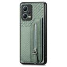 For Redmi Note 12 5G Carbon Fiber Horizontal Flip Zipper Wallet Phone Case(Green) - 2