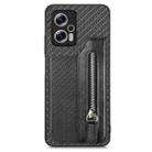 For Redmi Note 11T Pro 5G Carbon Fiber Horizontal Flip Zipper Wallet Phone Case(Black) - 1