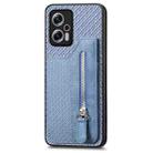 For Redmi Note 11T Pro 5G Carbon Fiber Horizontal Flip Zipper Wallet Phone Case(Blue) - 2