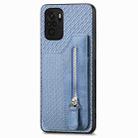 For Redmi Note 10 4G Carbon Fiber Horizontal Flip Zipper Wallet Phone Case(Blue) - 2