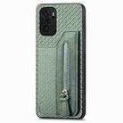 For Redmi Note 10 4G Carbon Fiber Horizontal Flip Zipper Wallet Phone Case(Green) - 2