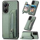 For Xiaomi Poco X7 Pro Carbon Fiber Horizontal Flip Zipper Wallet Phone Case(Green) - 1