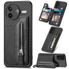 For Redmi K80 / Poco F7 Pro Carbon Fiber Horizontal Flip Zipper Wallet Phone Case(Black) - 1