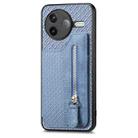 For Redmi K80 / Poco F7 Pro Carbon Fiber Horizontal Flip Zipper Wallet Phone Case(Blue) - 2
