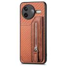 For Redmi K80 / Poco F7 Pro Carbon Fiber Horizontal Flip Zipper Wallet Phone Case(Brown) - 2