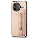 For Redmi K80 / Poco F7 Pro Carbon Fiber Horizontal Flip Zipper Wallet Phone Case(Khaki) - 2