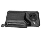 For Redmi K80 Pro / Poco F7 Ultra Carbon Fiber Horizontal Flip Zipper Wallet Phone Case(Black) - 3