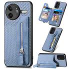 For Redmi K80 Pro / Poco F7 Ultra Carbon Fiber Horizontal Flip Zipper Wallet Phone Case(Blue) - 1