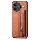 For Redmi K80 Pro / Poco F7 Ultra Carbon Fiber Horizontal Flip Zipper Wallet Phone Case(Brown) - 2
