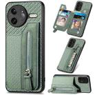 For Redmi K80 Pro / Poco F7 Ultra Carbon Fiber Horizontal Flip Zipper Wallet Phone Case(Green) - 1