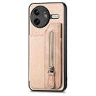 For Redmi K80 Pro / Poco F7 Ultra Carbon Fiber Horizontal Flip Zipper Wallet Phone Case(Khaki) - 2