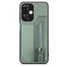 For Oneplus Nord CE 3 Lite Carbon Fiber Horizontal Flip Zipper Wallet Phone Case(Green) - 1