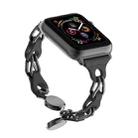 For Apple Watch 42mm Hollow Leather Chain Magnetic Buckle Watch Band(Black) - 1