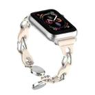For Apple Watch 42mm Hollow Leather Chain Magnetic Buckle Watch Band(Starlight Color) - 1
