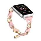 For Apple Watch 2 42mm Hollow Leather Chain Magnetic Buckle Watch Band(Pink) - 1