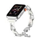 For Apple Watch 6 44mm Hollow Leather Chain Magnetic Buckle Watch Band(White) - 3
