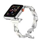 For Apple Watch 6 44mm Hollow Leather Chain Magnetic Buckle Watch Band(White) - 4