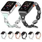 For Apple Watch 6 44mm Hollow Leather Chain Magnetic Buckle Watch Band(White) - 6