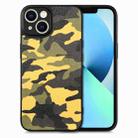 For iPhone 13 Camouflage Leather Back Cover Phone Case(Yellow) - 1