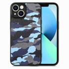 For iPhone 13 Camouflage Leather Back Cover Phone Case(Blue) - 1