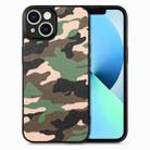 For iPhone 13 Camouflage Leather Back Cover Phone Case(Green) - 1