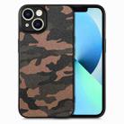 For iPhone 13 Camouflage Leather Back Cover Phone Case(Brown) - 1