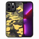 For iPhone 13 Pro Camouflage Leather Back Cover Phone Case(Yellow) - 1