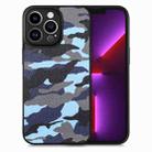 For iPhone 13 Pro Camouflage Leather Back Cover Phone Case(Blue) - 1