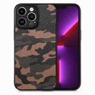 For iPhone 13 Pro Camouflage Leather Back Cover Phone Case(Brown) - 1