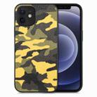 For iPhone 12 Camouflage Leather Back Cover Phone Case(Yellow) - 1