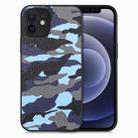 For iPhone 12 Camouflage Leather Back Cover Phone Case(Blue) - 1