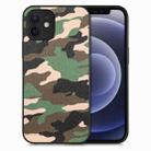 For iPhone 12 Camouflage Leather Back Cover Phone Case(Green) - 1