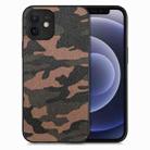For iPhone 12 Camouflage Leather Back Cover Phone Case(Brown) - 1