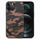 For iPhone 12 Pro Camouflage Leather Back Cover Phone Case(Brown) - 1
