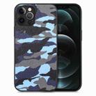 For iPhone 12 Pro Max Camouflage Leather Back Cover Phone Case(Blue) - 1