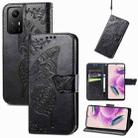 For Xiaomi Redmi Note 12S Butterfly Love Flower Embossed Leather Phone Case(Black) - 1