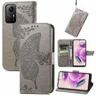 For Xiaomi Redmi Note 12S Butterfly Love Flower Embossed Leather Phone Case(Gray) - 1