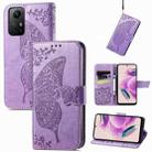 For Xiaomi Redmi Note 12S Butterfly Love Flower Embossed Leather Phone Case(Light Purple) - 1