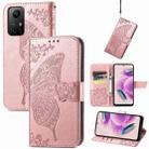 For Xiaomi Redmi Note 12S Butterfly Love Flower Embossed Leather Phone Case(Rose Gold) - 1