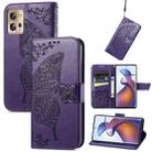 For Motorola Moto Edge 30 Fusion Butterfly Love Flower Embossed Leather Phone Case(Dark Purple) - 1