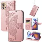 For Motorola Moto Edge 30 Fusion Butterfly Love Flower Embossed Leather Phone Case(Rose Pink) - 1