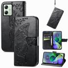 For Motorola Moto G54 5G Butterfly Love Flower Embossed Leather Phone Case(Black) - 1