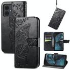 For Motorola Moto  G14 Butterfly Love Flower Embossed Leather Phone Case(Black) - 1