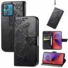 For Motorola Moto  G84 Butterfly Love Flower Embossed Leather Phone Case(Black) - 1