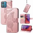 For Motorola Moto  G84 Butterfly Love Flower Embossed Leather Phone Case(Rose Pink) - 1