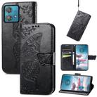 For Motorola  Edge 40 Neo Butterfly Love Flower Embossed Leather Phone Case(Black) - 1