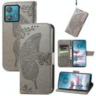 For Motorola  Edge 40 Neo Butterfly Love Flower Embossed Leather Phone Case(Gray) - 1