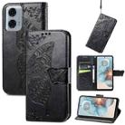 For Motorola Moto G24 Power Butterfly Love Flower Embossed Leather Phone Case(Black) - 1